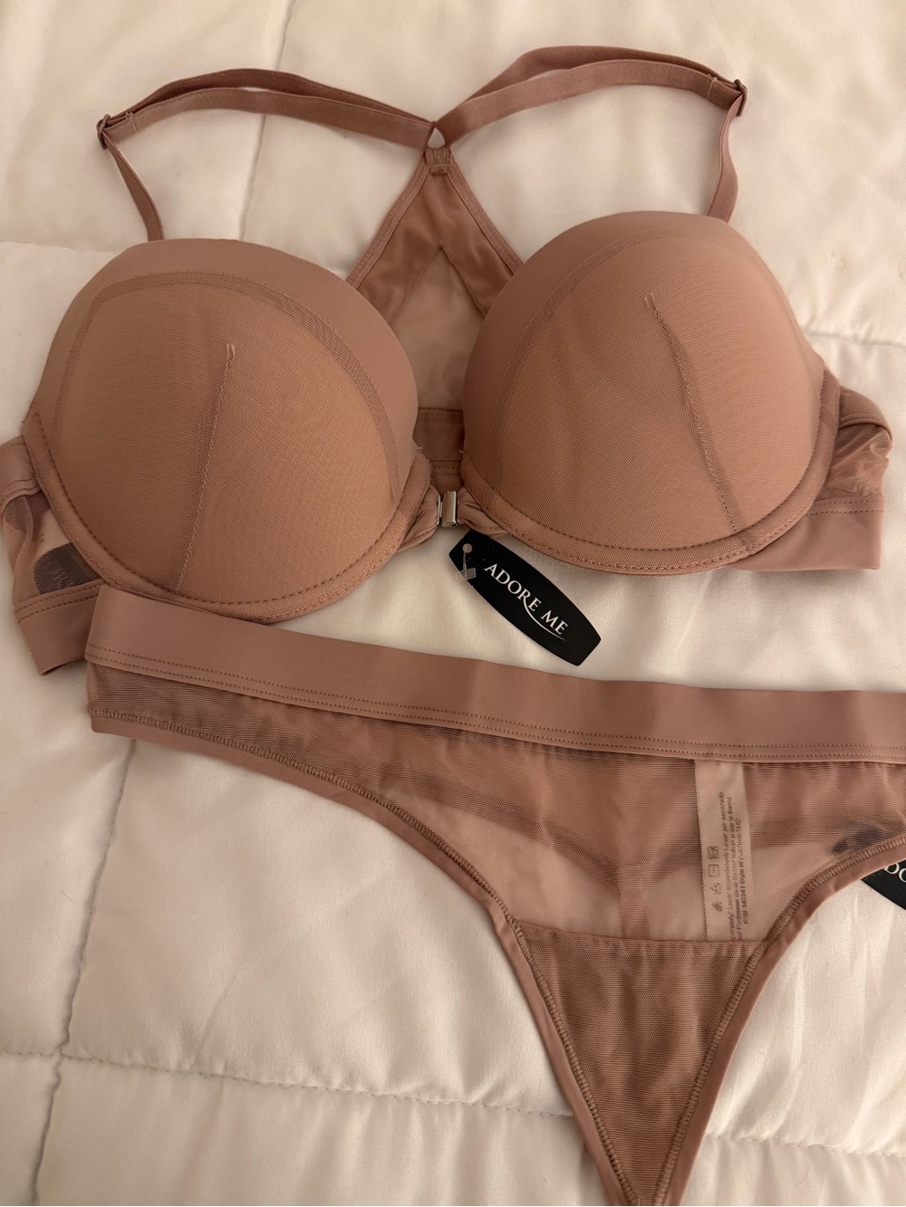 Adore Me Padded Bra and Thong Set — Mauve Nude